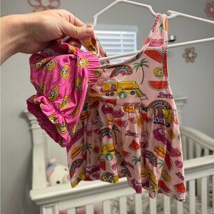 Posh Peanut Pink and Multicolor Kids Matching Set